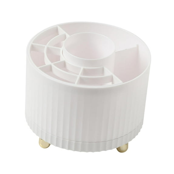 Makeup Brush Holder Organizer ,Makeup Brush Storage Bucket, Pen Holder Container 360 degree Rotating ,Cosmetic Storage Box for Table Cosmetic, Vanity White