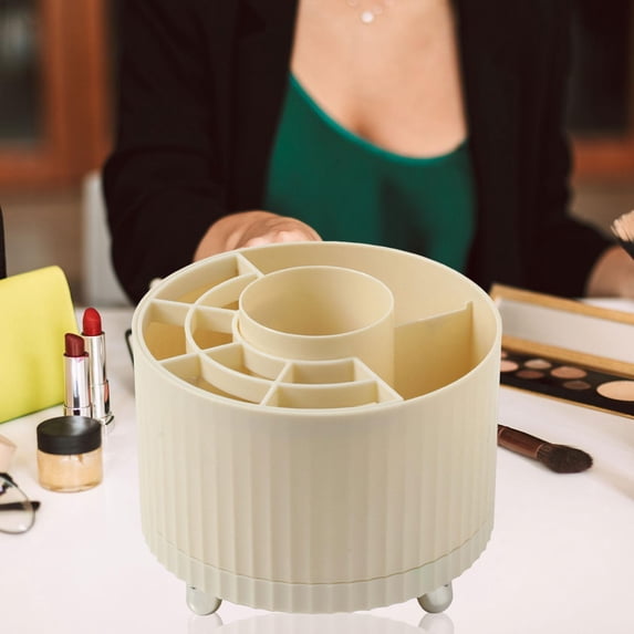 Makeup Brush Holder, Storage Box ,Pen Holder Makeup Brush Storage Bucket ,360 degree Rotating for Brush Vanity Bathroom Office ,Dresser Yellow