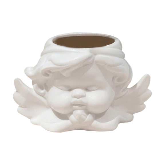 Makeup Brush Holder for Vanity, Cherub Angel Decorative Bathroom Countertop Organizer, White, 1 Pack