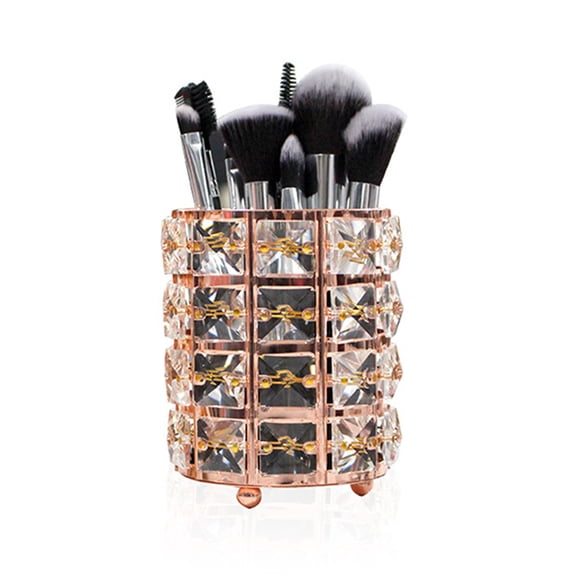 Makeup Brush Holder for Vanity, Make Up Brushes Holder Container Storage Cup with Crystal Designs for Bathroom