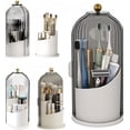 thumbnail image 1 of Makeup Brush Holder with Lid, Dustproof Rotating Cosmetic Organizer for Vanity, Bathroom, Countertop, 1 of 8