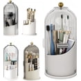 thumbnail image 1 of Makeup Brush Holder with Lid, Dustproof Rotating Cosmetic Organizer for Vanity, Bathroom, Countertop, 1 of 8