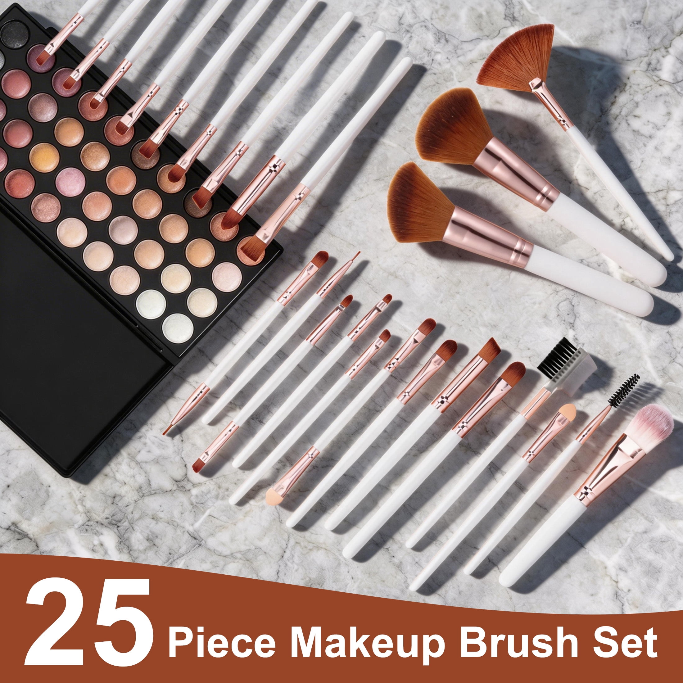 25Pcs Makeup Brushes Set, Professional Makeup Brushes Set, Makeup Brushes for Eye and Face, Blush Eyeshadow Concealer Brushes Soft Cosmetic Brush Kit for Full Face Makeup, Beginner Friendly