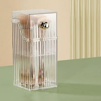 Makeup Brush Organizer, Cosmetic Brush Holder, Clear Dustproof Makeup Brush Storage with Lid, Durable Plastic Makeup Brush Stand with Removable Slots and Waterproof Cover