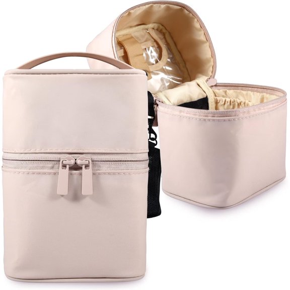 Makeup Brush Organizer Makeup Bag Brushes Set Case 7.5x5.5x4.4 Inch Professional Travelling Brush Pen Pencil Holder Make Up Cup Storage Organizer Case Pencil Pouch Bag for Travel ()