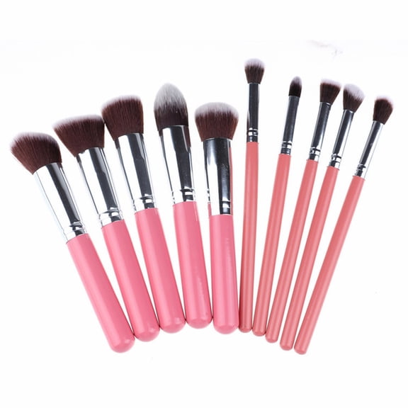 Makeup Brush, Powder Brush, Double Layer Point Color Brush for Beginners, Soft Synthetic Bristle, Portable Inclined Head, Easy to Clean, Protective Cover, Face Makeup Brush Set, 10 Pieces
