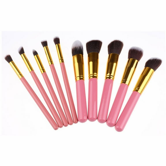 Makeup Brush, Powder Brush, Double Layer Point Color Brush for Beginners, Soft Synthetic Bristle, Portable Inclined Head, Easy to Clean, Protective Cover, Face Makeup Brush Set, 10 Pieces