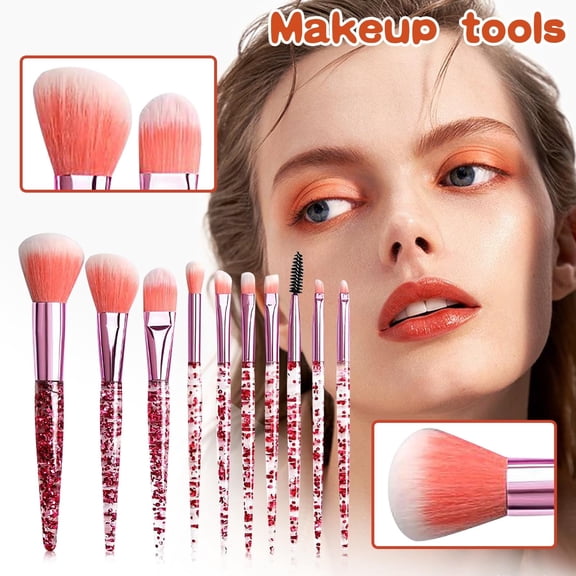 Makeup Brush Set 10PC - Eyebrow Eyeshadow Powder Lip Brush Kit, Make Up Brushes Set, Makeup Brushes & Tools, Professional Makeup Brush Set, Small Cosmetic Brush Set, Beauty Tools, Travel Ready