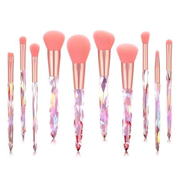 Makeup Brush Set, 10PCS Crystal Makeup Brushes Premium Synthetic Foundation Powder Concealer Eye Shadow Blush Makeup Brushes Set, Professional Make Up Brush Kit for Girls Ladies