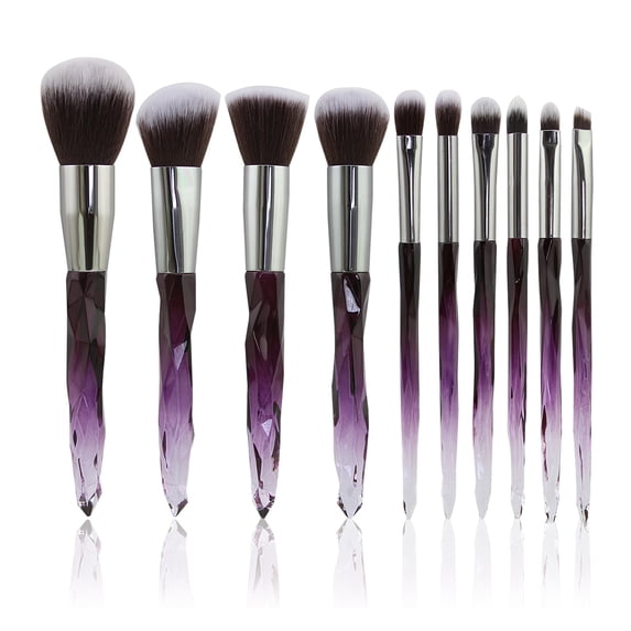 Makeup Brush Set, 10PCS Professional Synthetic Bristles Sparkling Makeup Brushes for Women & Girls-Purple