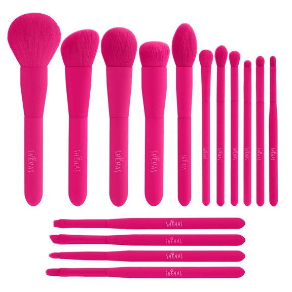 Makeup Brush Set, 15 CM31 Piece Quality Makeup Brushes, Premium Synthetic Make Up Brushes for Foundation Powder Blush Highlighter Concealer Makeup Brush Kit for Travel, Hot Pink