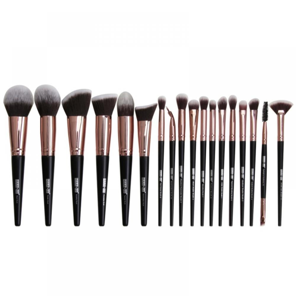 Super Fine Synthetic Hair Face Paint Brush Set Black Wooden Handle 16pcs  With Pouch