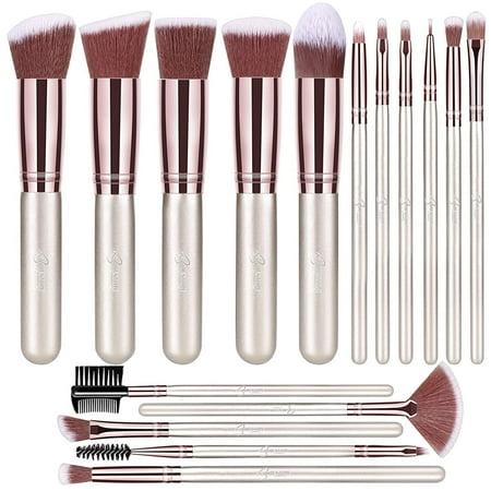 Makeup Brush Set, BESTOPE 16PCS Makeup Brushes Premium Synthetic Foundation Kabuki Blush Concealer Eye Shadow Bronzer Contour Brushes Set for Buffing Stippling Blending (Champagne Gold)