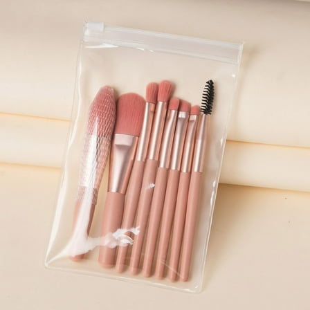 Makeup Brush Set, Mini Makeup Brushes, 8pcs Foundation Powder Concealers Eye Shadows Blush Cosmetic Brushes with Storage Bag, Small Size Portable for Home Office Travel Outdoor