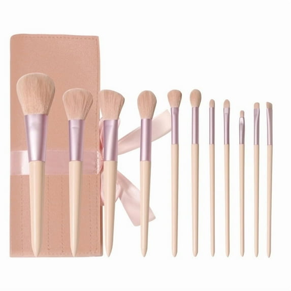 Ilili Professional Makeup Brush Set Soft-Bristled Powder for Foundation Eyebrow Eyeshadow Concealer Travel Makeup Brushes 11 Pcs(Pink)