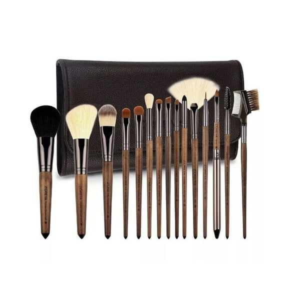 Makeup Brush Sets , 15pcs Unique Walnut Makeup Brushes For Women