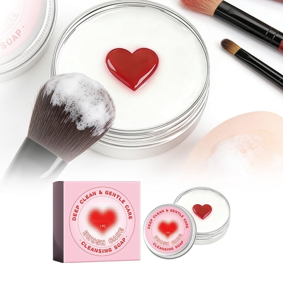 Makeup Brush Soap Silicone Cleaning Pad with Brush Cleaner Soap - Cosmetic Tool Cleaner for Brushes and Sponges - Gentle Deep Cleaning for Foundation Eyeshadow and Makeup Sponge - Daily Use at Home