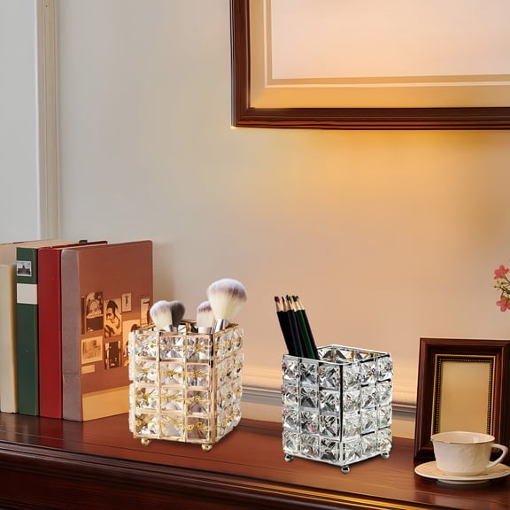 Makeup Brush Storage Box, Dustproof Plastic Organizer with Transparent Lid and Rotating Carousel for Cosmetics, Jewelry, and Desk Accessories, Topliu