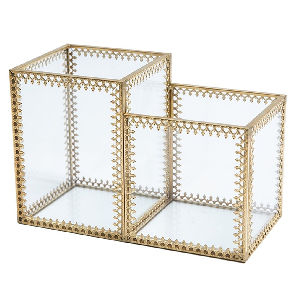 Makeup Brush Storage Bucket Clear Glass Brush Holder Desktop Jewelry