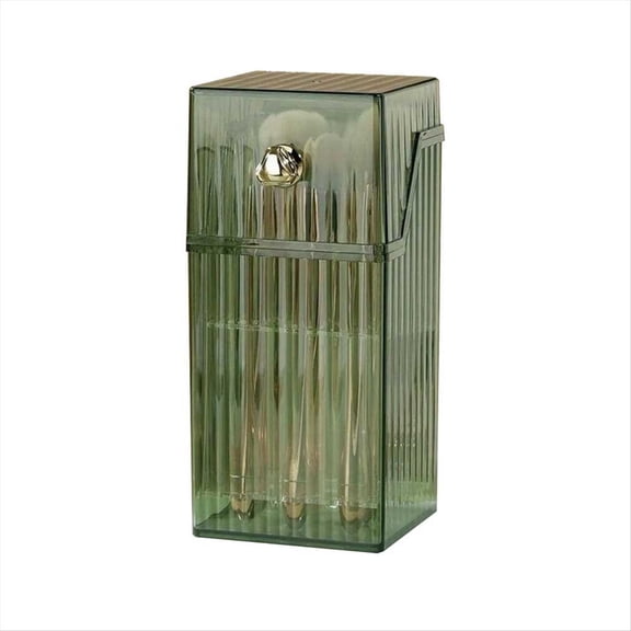 Makeup Brush Storage Tube Dust-Proof Loose Powder Brush Storage Box Desktop Eyebrow Pencil Blush Cosmetic Bucket,A,1 * Storage barrel,Transparent-Green