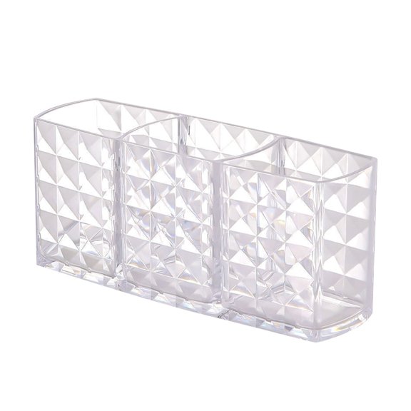 Makeup Brush Storage Tube With 3 Compartments, Dressing Table Storage Box, Acrylic Cosmetics Storage Box, Dressing Table