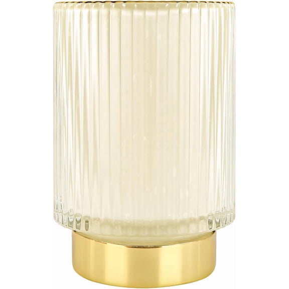 Makeup Brush holder Organizer,Crystal Cosmetic Makeup Brush Glass Brushes Storage Holder, Vintage Make Up Brush Cup Pen Pencil Holder striped vase(Cream L)