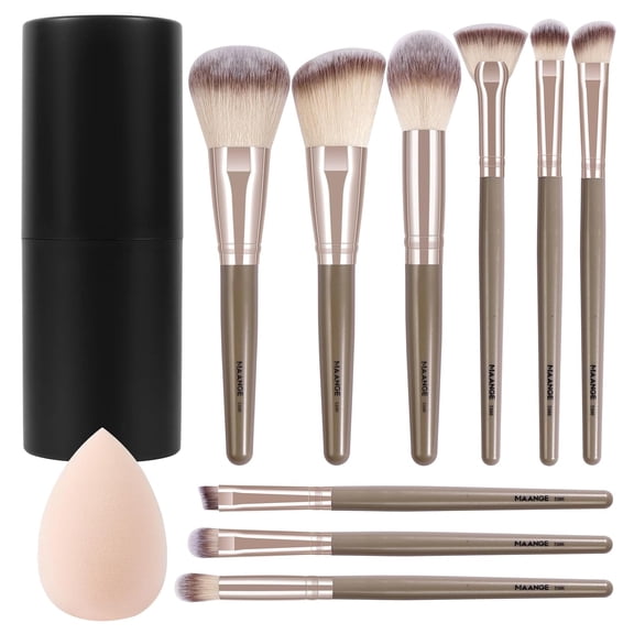 Makeup Brushes 11 Pcs Easy-taken Travel Makeup Brush Set Foundation Eye Shadows Blush Face Powder Concealer Mini Make up Brushes with Case (Champagne)