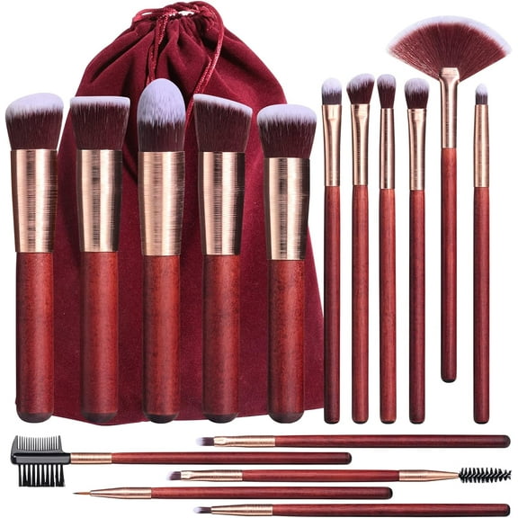 Makeup Brushes BS-MALL 16 Pcs Premium Synthetic Foundation Powder Concealers Eye Shadows Tools in Eye-Catching Red