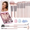 thumbnail image 1 of Makeup Brushes with Case, 20 count Travel Makeup Brush Set, Foundation Concealer Blush Eyeshadow Brush Set Contour  Eyebrow Eyelash Brush Kit with Led Light Mirror Holder & 2  Puff-, 1 of 6