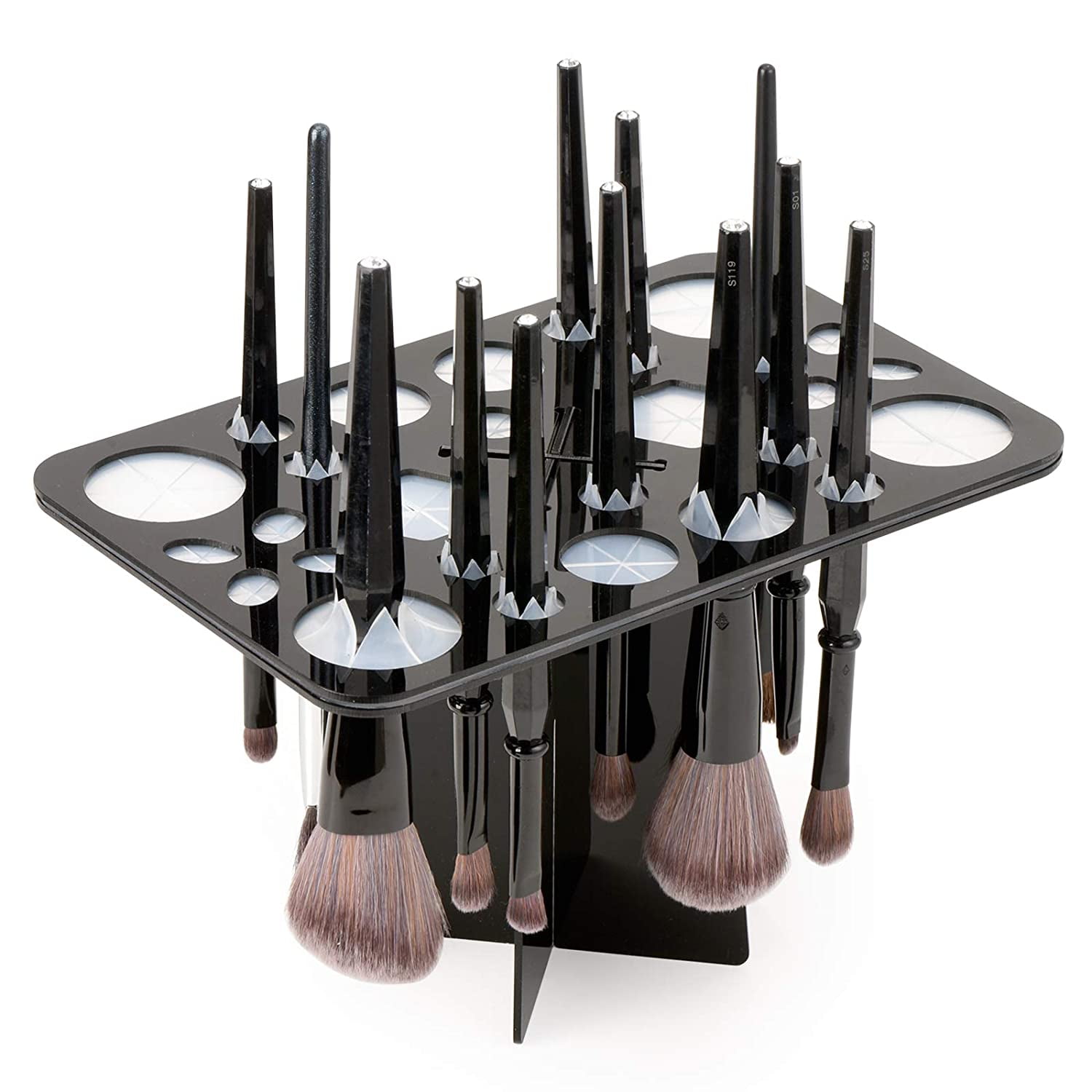Makeup Brushes Drying Rack, Brushes Dryer, Collapsible 28 Slot Acrylic Brush  Holder Stand Tree Tray Support Display for Makeup Artist Acrylic Nail Brushes  Paintbrushes Makeup Lovers, Black 