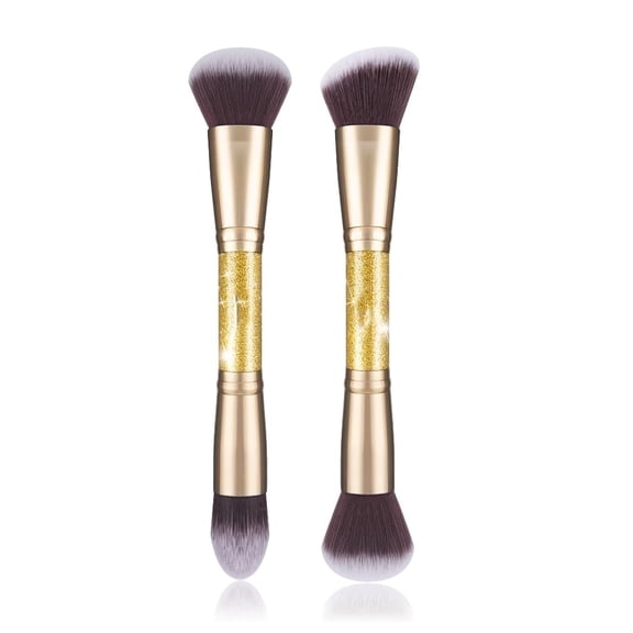 Makeup Brushes Duo End Foundation Powder Buffer and Contour Brush Synthetic Cosmetic Tools 2Pcs