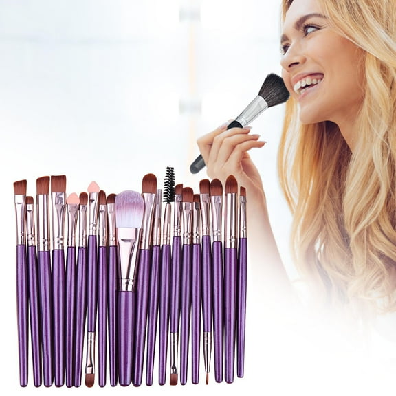 Makeup Brush Set, Synthetic Hair Brushes, 20 Pieces Professional Cosmetic Brush Kit for Face Eyes Lips, Wooden Handle Durable Design, Easy Powder Application, Home Use