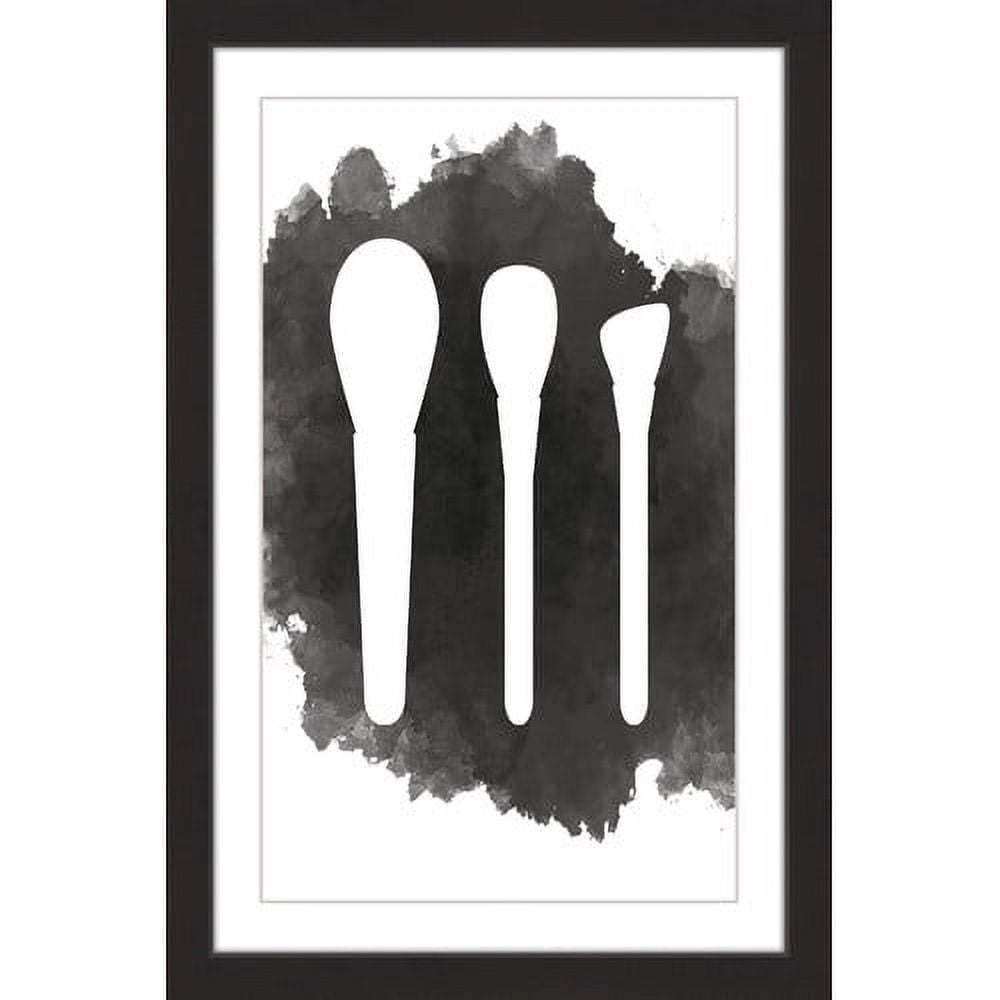 "Makeup Brushes" Framed Painting Art Print, 12" x 1.5"
