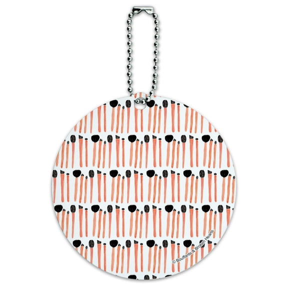 Makeup Brushes Pattern Round Luggage ID Tag Card Suitcase Carry-On