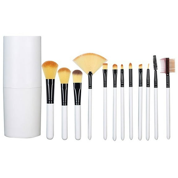 Makeup Brushes Premium Synthetic Concealers Eye Shadows Brushes Kit Makeup 12 Pcs Brush Set Black White Saoqi