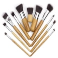thumbnail image 1 of Makeup Brushes Set - 11 Pcs Bamboo Handle Cosmetic Brushes with Linen Drawstring Bag, Soft Artificial Fiber Bristles, Makeup Tools, Professional Makeup Brushes, Beauty Tools Accessories, 1 of 7