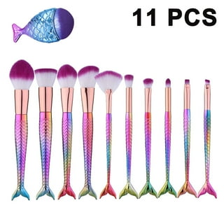 YANXIAO New Arrival 10Pc Mermaid Foundation Eyeshadow Contour Eye Lip  Makeup Brushes Set Black 2023 As Shown - Home Gift 