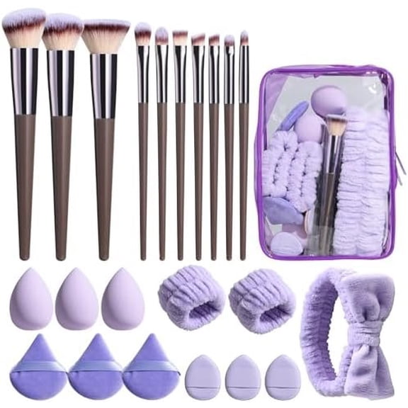 Makeup Brushes Set 23 count with Finger Sponge - Essential Tools,travel set