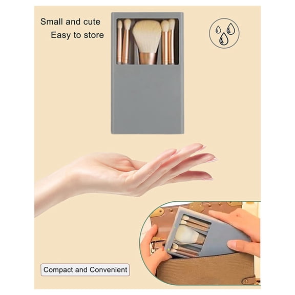 Makeup Brushes Set Easy-Taken Makeup Brush Set with Case and Mirror Small Cosmetic Brushes Perfect for Travel B