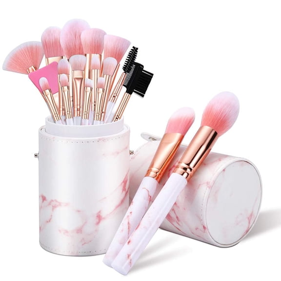 Makeup Brushes Set Make Up Brushes Professional 15Pcs Marble Makeup Brush Set for Foundation Powder Concealers and Eyeshadow with Exquisite Marble Bucket Gift Box…