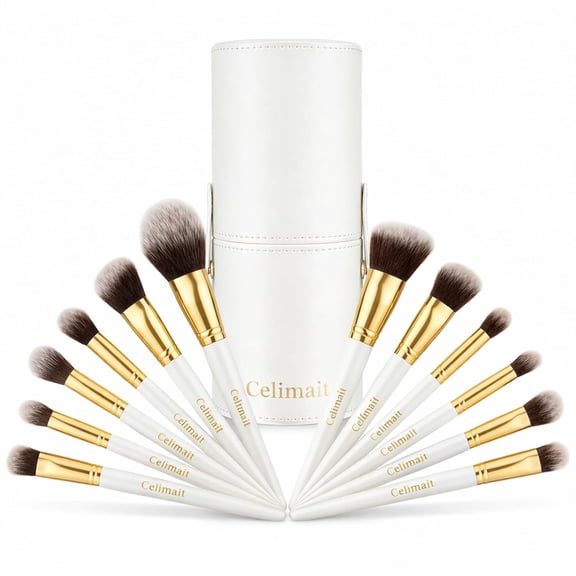 Makeup Brushes Set Professional & Beginner Friendly with Uniquely Designed Case, Soft Synthetic Bristles for Foundation Contour Blush Concealer Highlight Blending Eyeshadow, 12Pcs(Dark Black)