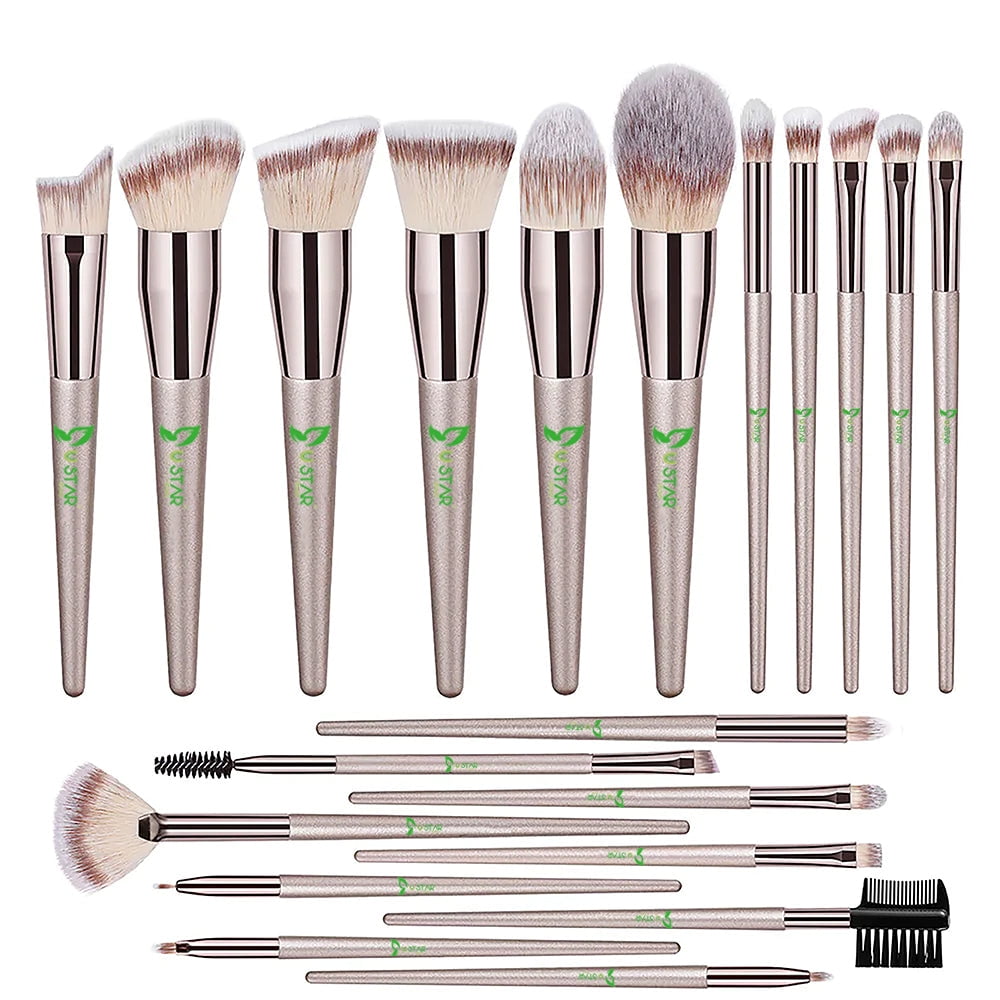 Sets, Champagne Concealers Shadows Makeup Brushes Eye Conical Handle Foundation with Makeup USTAR PCs Gold Synthetic Premium Brushes Powder Brushes 20 Makeup
