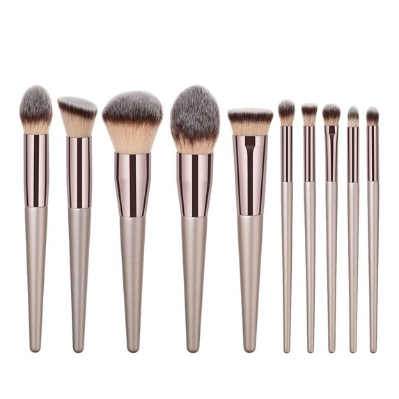 Makeup Brushes Wooden Synthetic 10 Pcs Makeup Brushes Kit Foundation Brushblush Concealers Eye Shadows Cosmetics Brushes Set