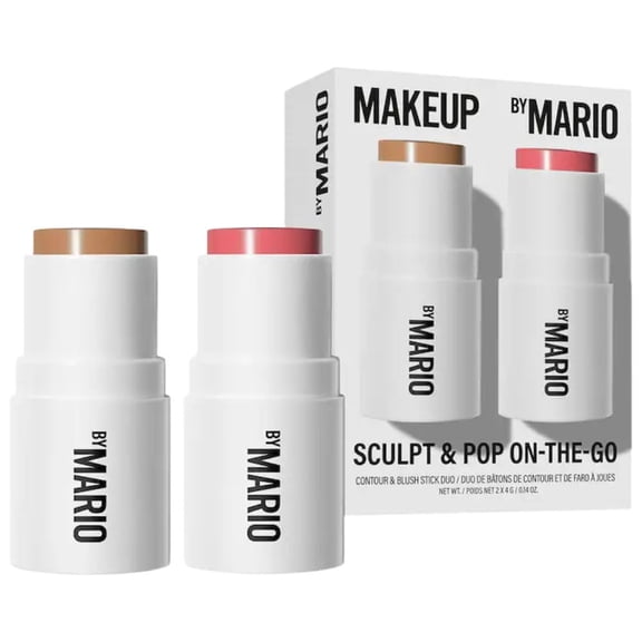 Makeup By Mario Sculpt & Pop On the Go Contour & Blush Stick Duo Makeup Gift Set - Light Medium & Sweet Pink C9