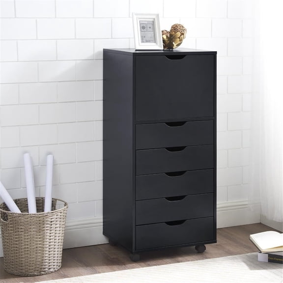 Naomi Home 6-Drawer Storage Cabinet for Vanity or Bedroom, Black, 1 Unit