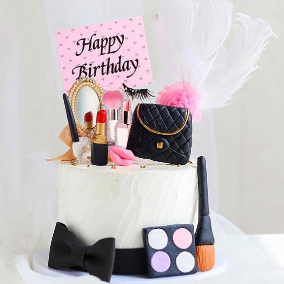 Makeup Cake Toppers Polymer Clay Spa Birthday Cake Topper Spa Party Supplies Salon Birthday Decoration