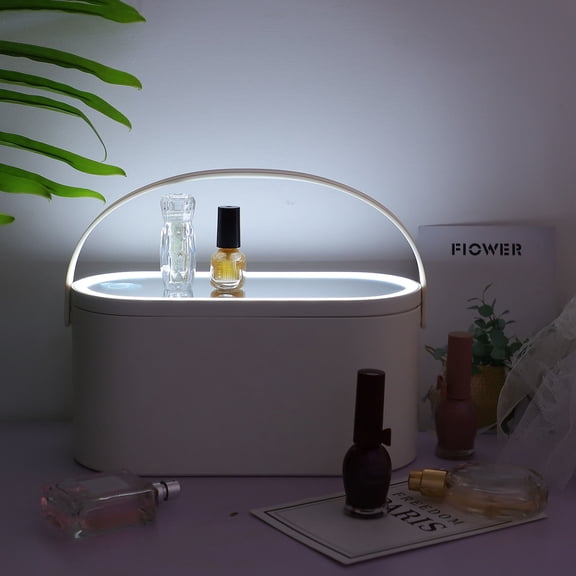 Makeup Carrying Case White with Durable Materials and Touch LED Light for Outdoor Use