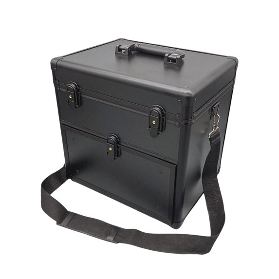 Makeup Carrying Case with Adjustable Dividers Nail varnish Organizer for Makeup Black with Strap