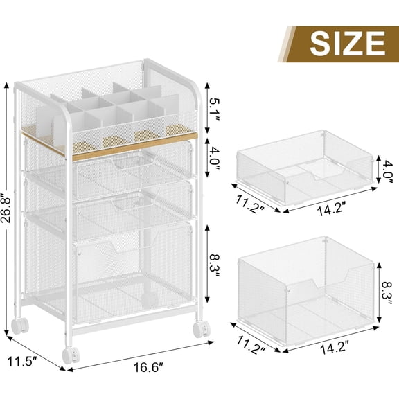 Makeup Cart Organizer with 3 Drawers,Floor Skincare Organizers with Dividers, Vanity Organizer Cosmetics Display Cases Holder for Skin Care Nail Polish Perfume Makeup brush Hair Tool,White