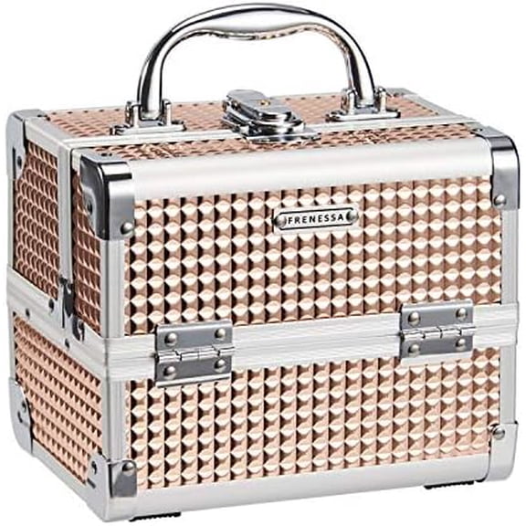 Makeup Case  Case Portable Makeup Box with Mirror Lock Box Travel   Cases Hard Makeup Organizer for  Craft Storage Vanity Rose